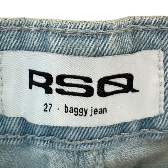 RSQ Baggy Jean Women 27 Light Blue Distressed Denim Tapered Organic Cotton Blend - Picture 5 of 6
